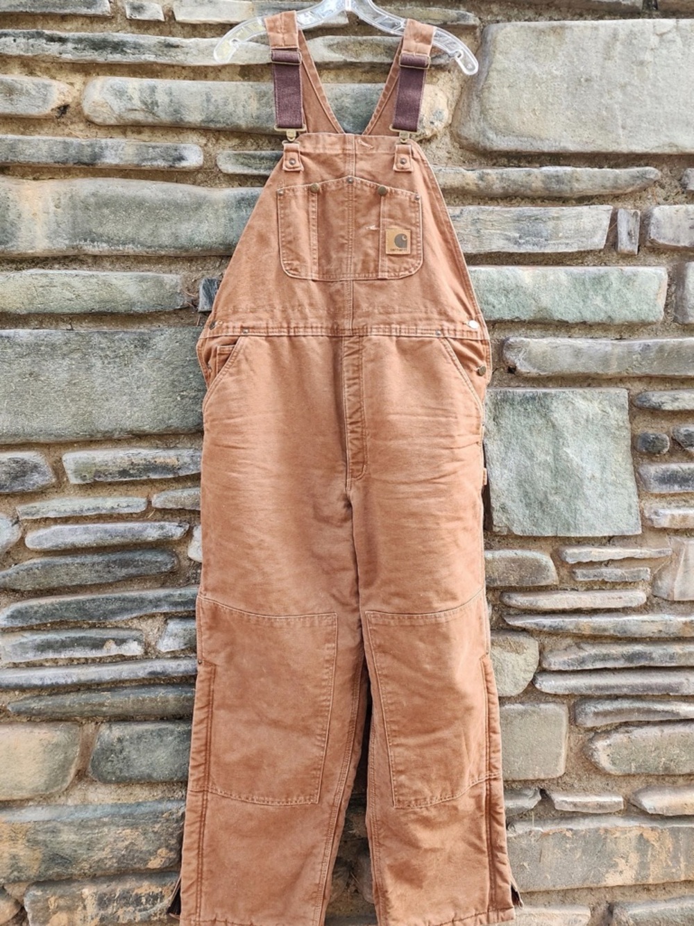 90’s vintage canvas Carhartt quilted overalls bibs workwear 40x30